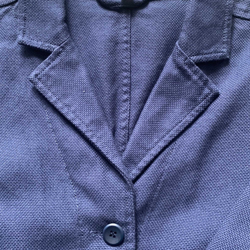 Eileen Fisher High Collar Navy Blazer - Picture 4 of 11